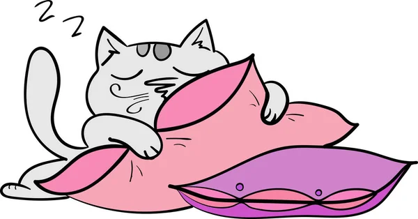 Иллюстрация спящего милого котенка — стоковый вектор