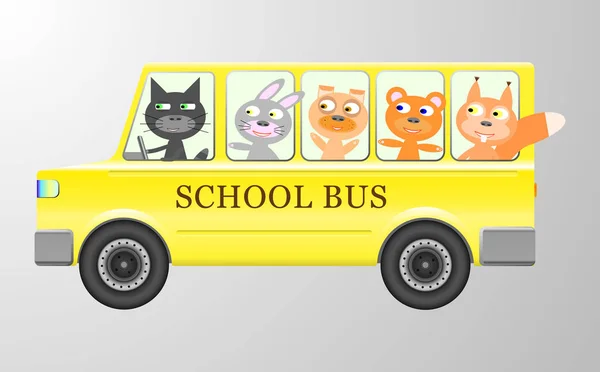 Милые животные в автобусе — стоковый вектор