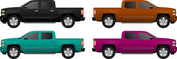 Farklı renk Araba, gerçekçi araba modelleri kümesi — Stok Vektör