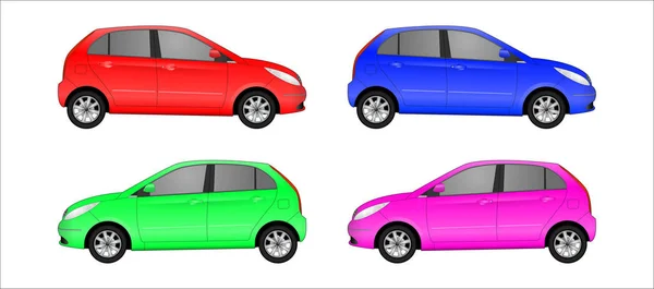 Különböző színű autó, reális modell szett — Stock Vector