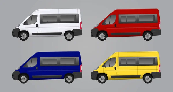 Ensemble de voitures de différentes couleurs, modèles de voitures réalistes — Image vectorielle