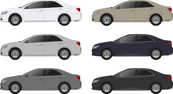 Set of different color car, realistic car models — Stock Vector
