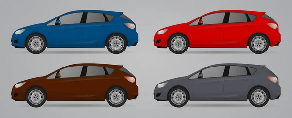 Set di auto di colore diverso, modelli di auto realistici — Vettoriale Stock