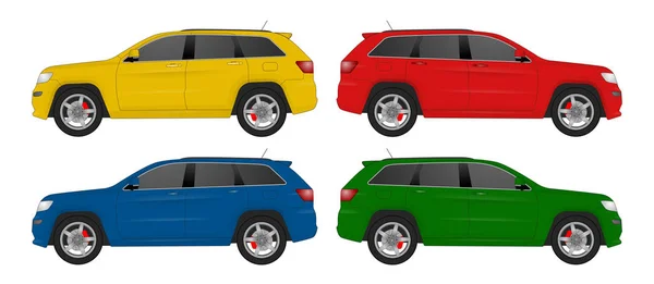 Набор автомобилей разного цвета, реалистичные модели автомобилей — стоковый вектор