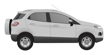 Gerçekçi model araba arka plan üzerinde izole. Detaylı çizim. Vektör çizim.