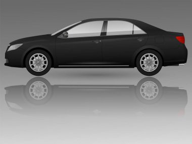 Gerçekçi model araba arka plan üzerinde izole. Detaylı çizim. Vektör çizim.