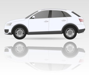 Gerçekçi model araba arka plan üzerinde izole. Detaylı çizim. Vektör çizim.