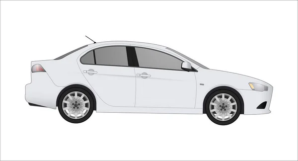 Realistyczny model samochodu na białym tle na tle. Szczegółowy rysunek. Ilustracja wektorowa. — Wektor stockowy