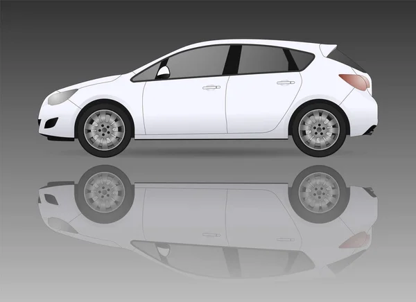Modelo realista coche aislado en el fondo. Dibujo detallado. Ilustración vectorial . — Archivo Imágenes Vectoriales
