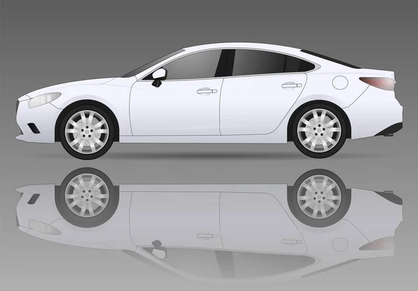 Realistyczny model samochodu na białym tle na tle. Szczegółowy rysunek. Ilustracja wektorowa. — Wektor stockowy