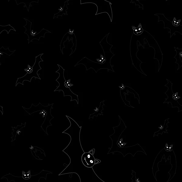 Patrón negro sin costuras con murciélagos para Halloween — Archivo Imágenes Vectoriales
