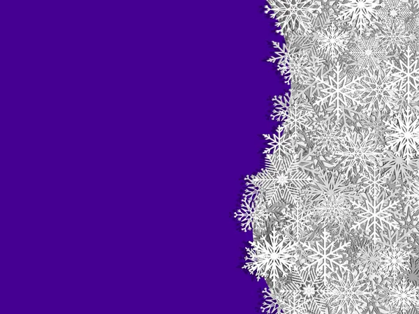Lila abstrakter Hintergrund mit weißen Schneeflocken für die Karten — Stockvektor