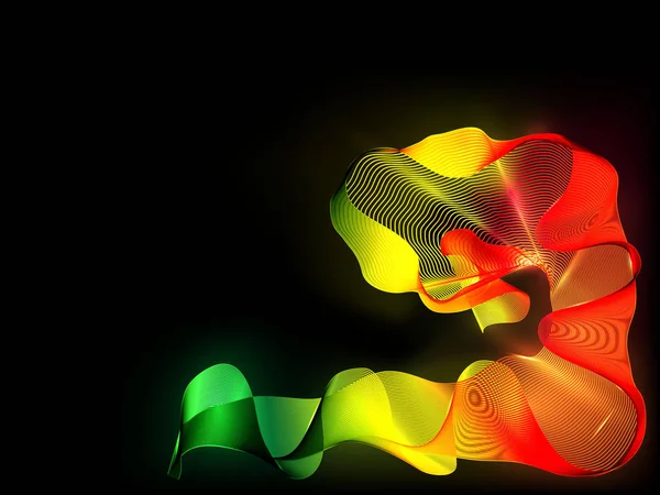 L'abstraction lumineuse d'une ligne ondulée de couleur sur le noir — Image vectorielle