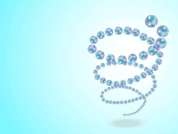 Uma espiral de bolhas de sabão coloridas em um fundo azul — Vetor de Stock