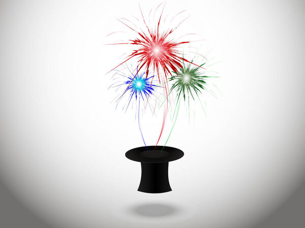 Абстрактный фон с фейерверками из шляпы волшебника
