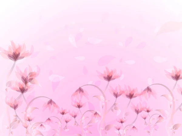 Fondo abstracto con flores rosadas — Vector de stock