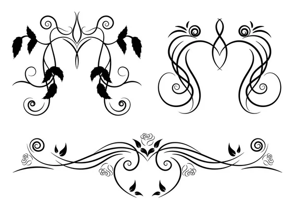 Set of black and white floral ornament — Stock Vector