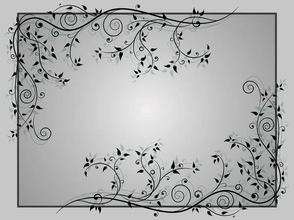 Adorno floral vintage abstracto angular sobre fondo blanco y negro — Vector de stock