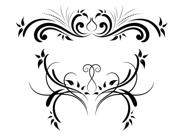 Conjunto de adorno floral blanco y negro Ilustraciones De Stock Sin Royalties Gratis