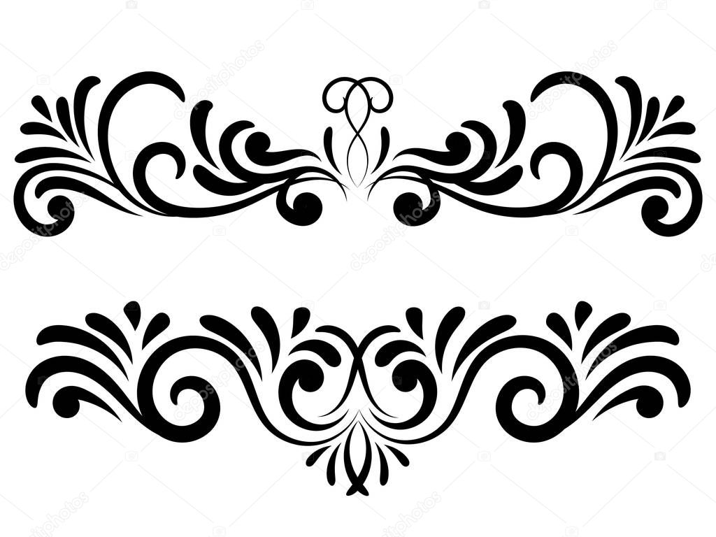 Set of black and white floral ornament