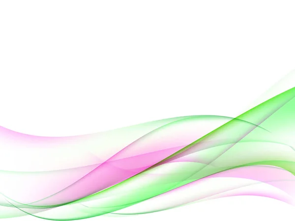Weißer abstrakter Hintergrund mit grünen und rosafarbenen Linien und Wellen Stockillustration