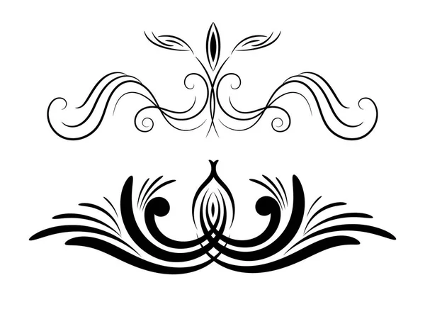 Conjunto de adorno floral blanco y negro — Vector de stock