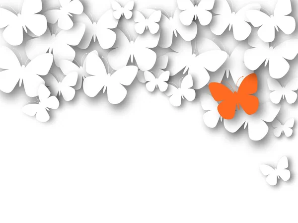 Abstracto 3D papel blanco mariposas . — Vector de stock