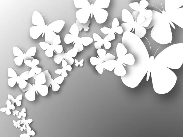 Abstracto 3D papel blanco mariposas . — Vector de stock