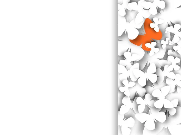 Tarjeta con mariposas abstractas de papel blanco 3D . — Vector de stock