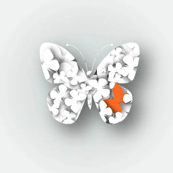Abstracto 3D papel blanco mariposas . — Vector de stock