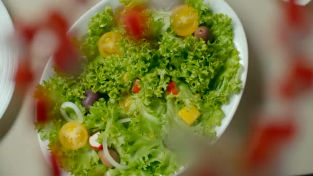 Fresh seaweed salad with crab sticks — Stock Footage Fresh seaweed salad with crab sticks Video Clip