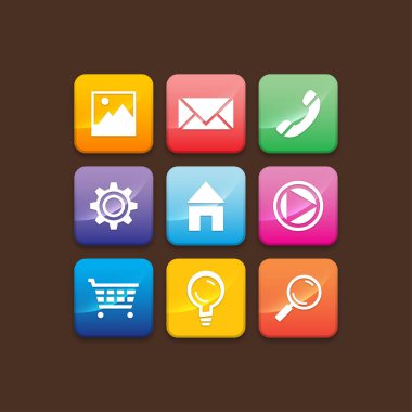 İş minimalist düğme simgesi tasarım dokuz farklı renk ayarla.