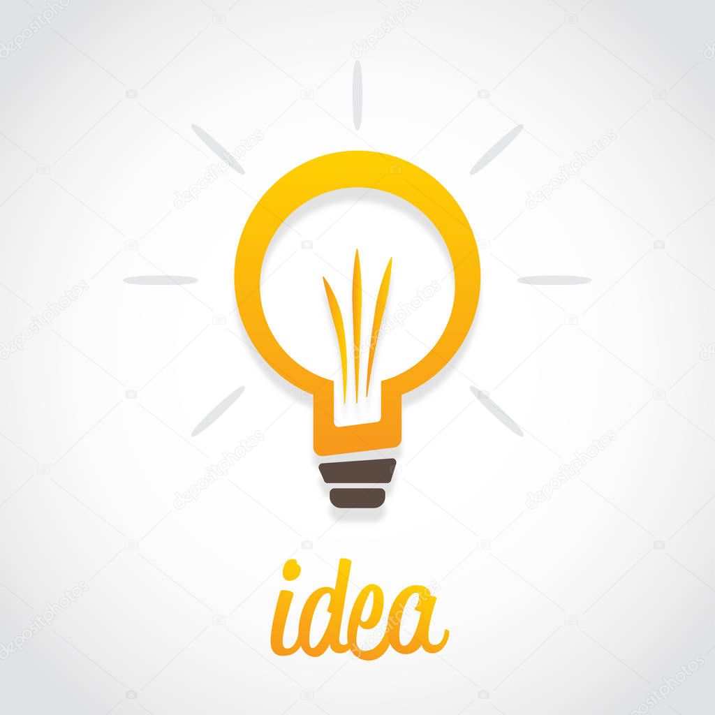 Yellow bulb idea vector with Idea typography