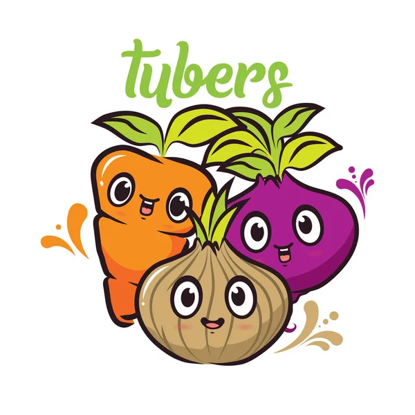 Şirin tasarımı karakter havuç, soğan ve şalgam karikatür çizimi Edtibale