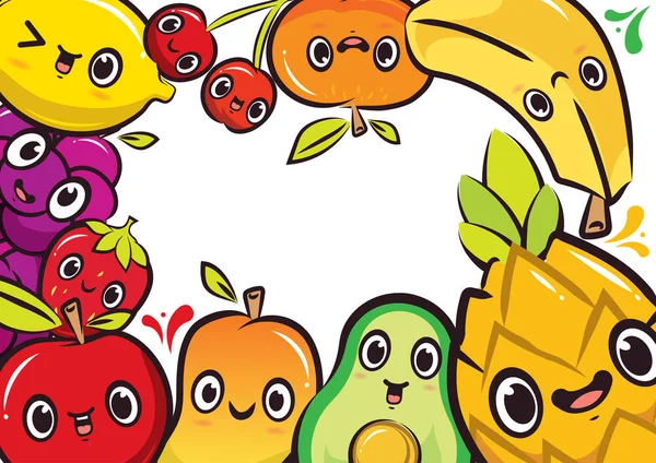 Glückliche Früchte Charakter Hintergrund — Stockvektor