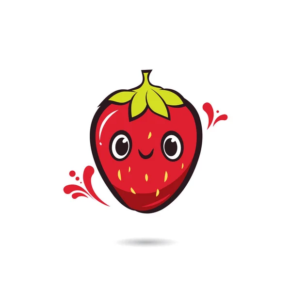 Cute Character Design Strawberry Face — Stock Vector