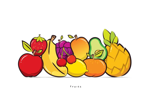 Packungen Gemüse Design Illustration Zitrone Kirsche Orange Banane Ananas Avocado — Stockvektor