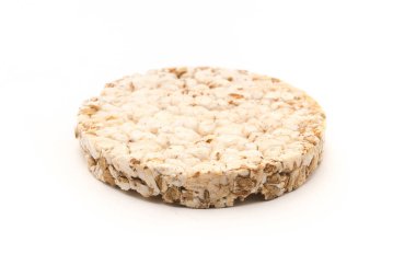 Pirinç, kepekli ekmek beyaz arka plan üzerinde izole