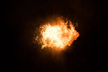 Siyah gökyüzü karşı ateşli parlak ışık