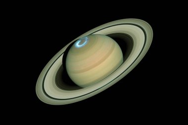 Güzel Satürn gezegeni, halkaları ve uzaktaki Güneş. Bu görüntünün elementleri Nasa tarafından döşendi.