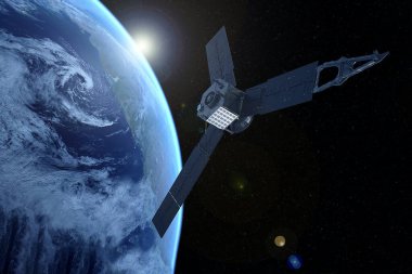 Dünya üzerindeki uzay uydusu. Bu görüntünün elementleri Nasa tarafından döşendi.