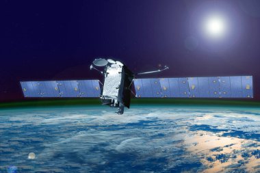 Dünya üzerindeki uzay uydusu. Bu görüntünün elementleri Nasa tarafından döşendi.