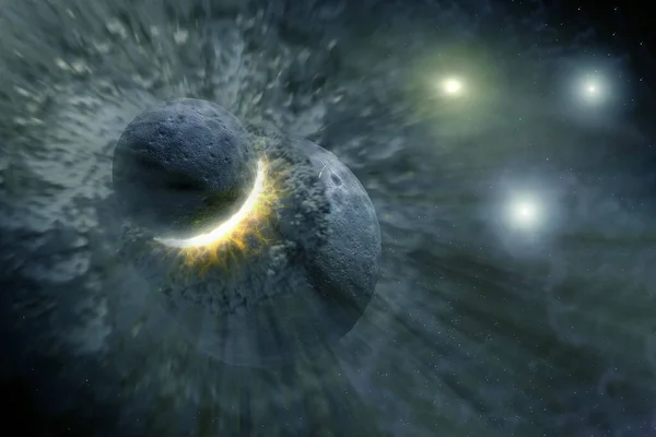 Астероїд у відкритому космосі. Елементи цього боввана були зроблені Насою.. — стокове фото