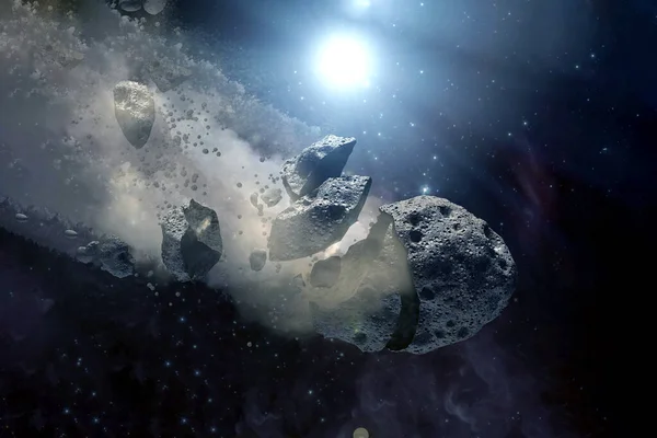 Een asteroïde in de open ruimte. Elementen van deze afbeelding werden geleverd door Nasa. — Stockfoto