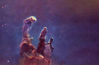 Derin uzay, sütun şeklinde güzel bir nebula. Bu görüntünün elementleri Nasa tarafından döşendi.