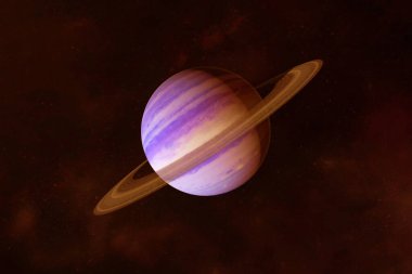 Satürn gezegeni, parlak renklerle, karanlık bir arka planda. Bu görüntünün elementleri Nasa tarafından döşendi.