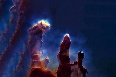 Derin uzay, sütun şeklinde güzel bir nebula. Bu görüntünün elementleri Nasa tarafından döşendi.