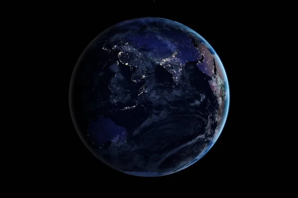 Země z vesmíru v noci. Prvky tohoto obrazu byly poskytnuty Nasa. — Stock fotografie