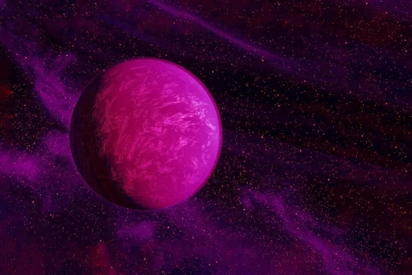 Fantastic planet in pink light. Elements of this image were furnished by NASA. — Stock Photo, Image