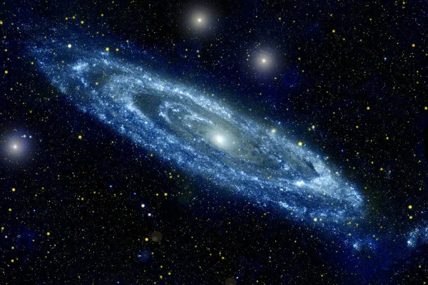 Bela galáxia em azul com estrelas. Elementos desta imagem foram fornecidos pela NASA . — Fotografia de Stock